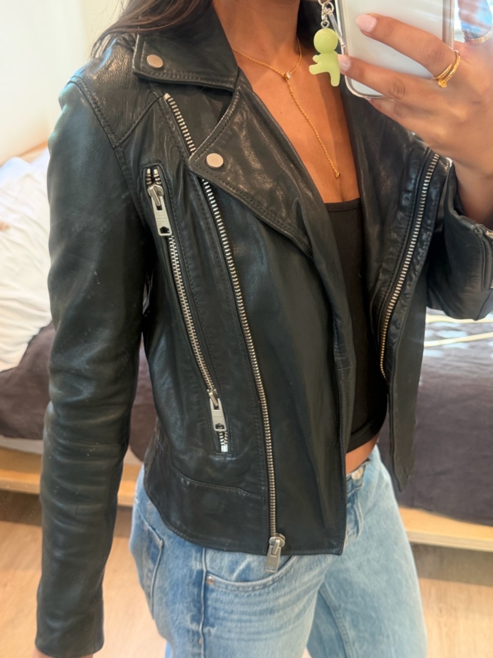 Black Leather Moto Jacket - Women's Classic Biker Style